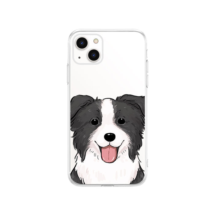 Border Collie Phone Case with Protection: clear, white dog, cartoon style