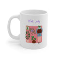Botanical Enthusiast Ceramic Coffee Cup: white, pink plant lady / potted plants, cartoon, kawaii style