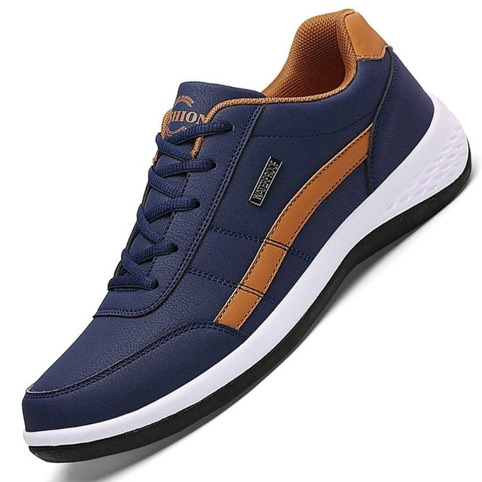 Breathable Casual Men's Shoes: black, red low-top athletic sneaker, sporty casual style