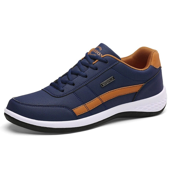Breathable Casual Men's Shoes: black, red low-top athletic sneaker, sporty casual style