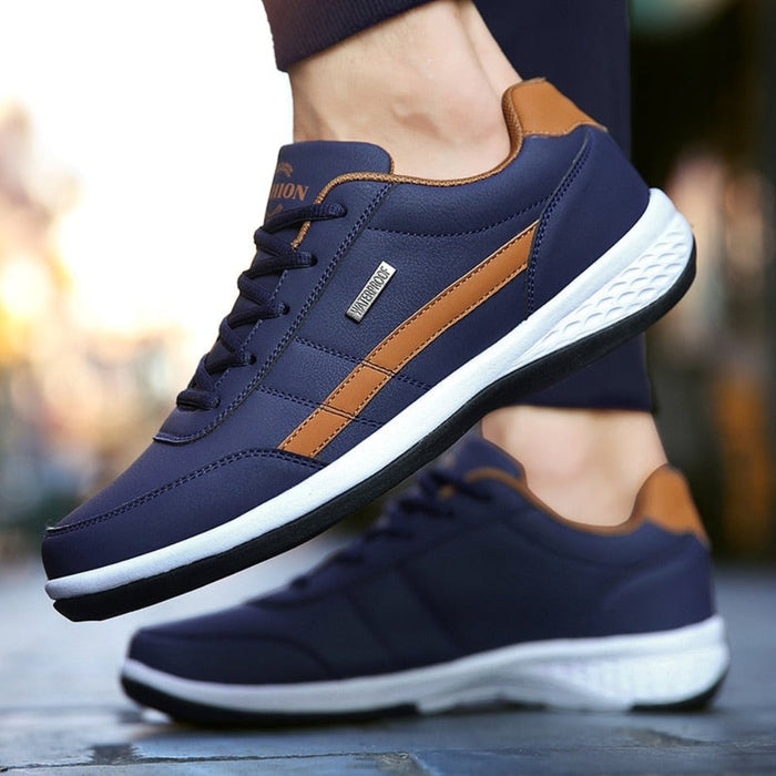 Breathable Casual Men's Shoes: black, red low-top athletic sneaker, sporty casual style
