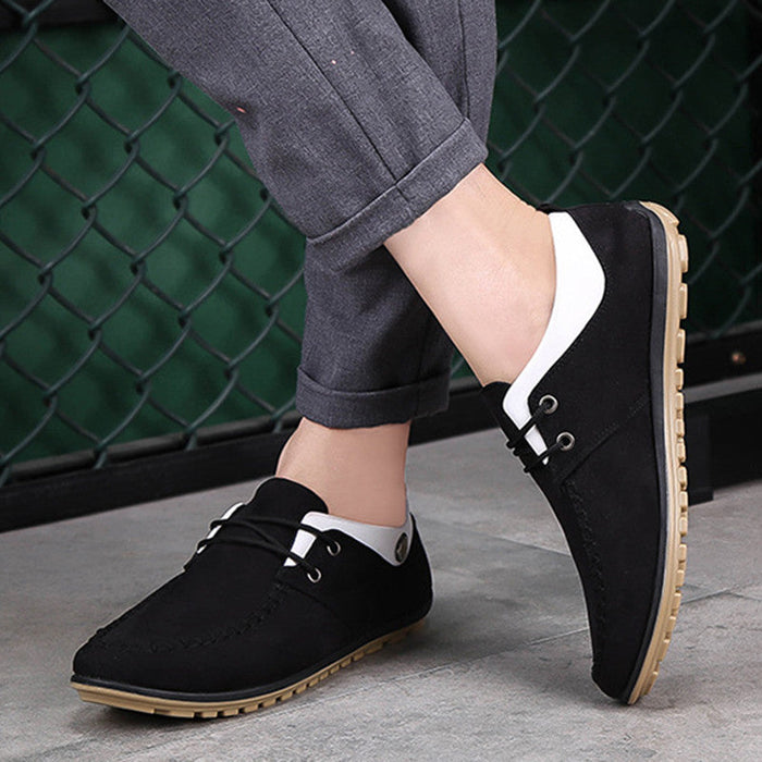 Breathable Lace-up Shoes for Men's Leisure Activities: navy blue, white lace-up casual shoe, casual minimalist style