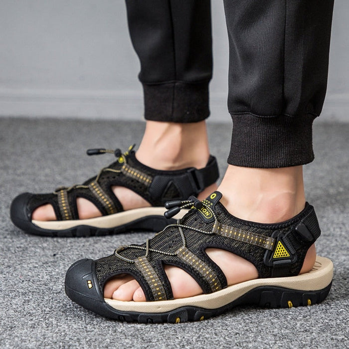 Breathable Summer Sandals for Men: black, beige sport sandal, outdoor athletic style