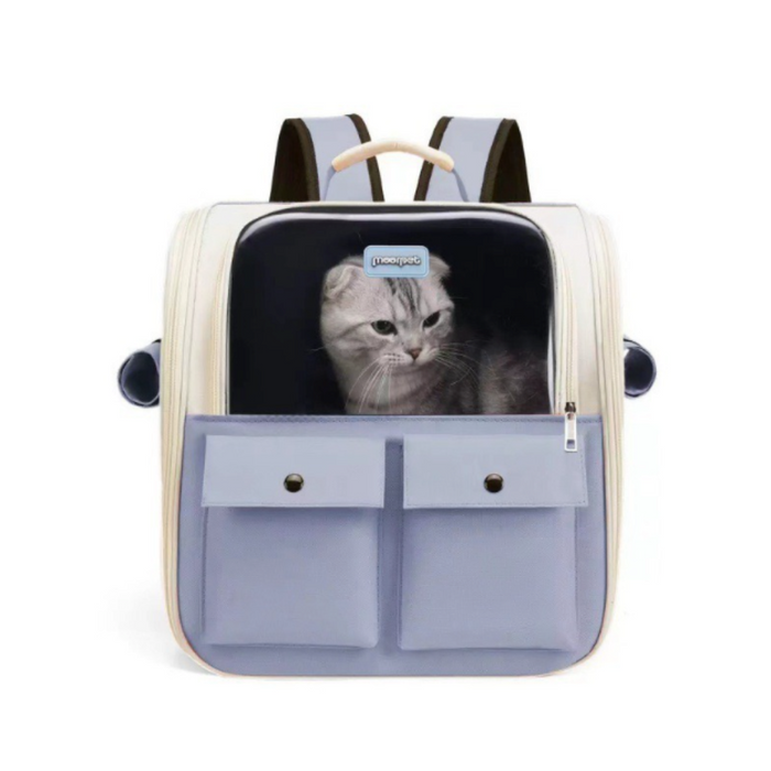 Breathable Travel Backpack for Pets: cream, pink cat, cute, minimal style