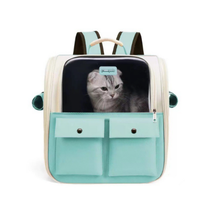 Breathable Travel Backpack for Pets: cream, pink cat, cute, minimal style