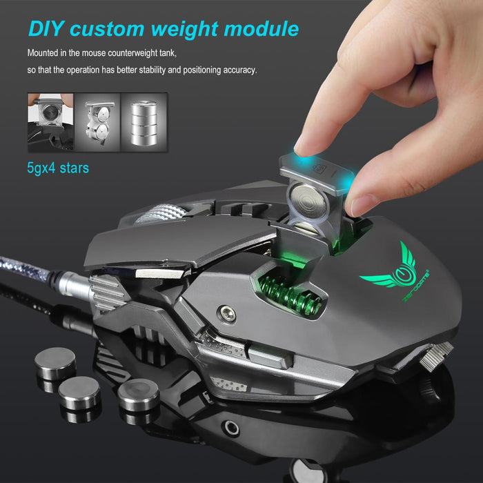 Breathing Light Gaming Mouse with 7 Programmable Buttons and 3200 DPI Wired Connection for Ninja-like Precision: black, dark