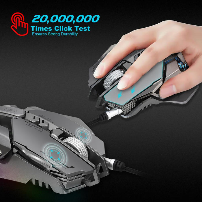 Breathing Light Gaming Mouse with 7 Programmable Buttons and 3200 DPI Wired Connection for Ninja-like Precision: black, dark