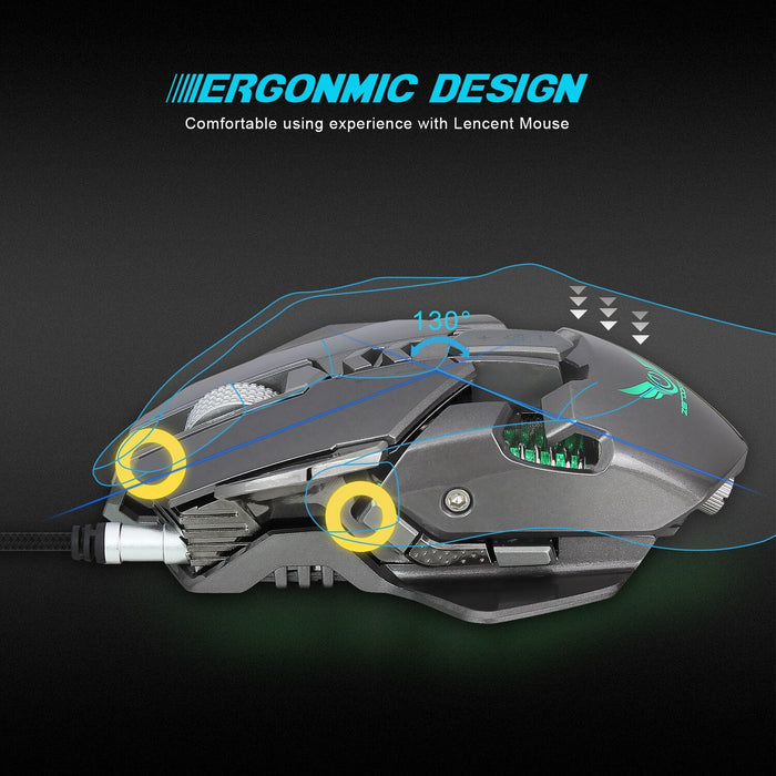 Breathing Light Gaming Mouse with 7 Programmable Buttons and 3200 DPI Wired Connection for Ninja-like Precision: black, dark