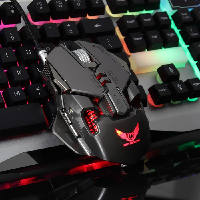 Breathing Light Gaming Mouse with 7 Programmable Buttons and 3200 DPI Wired Connection for Ninja-like Precision: black, dark