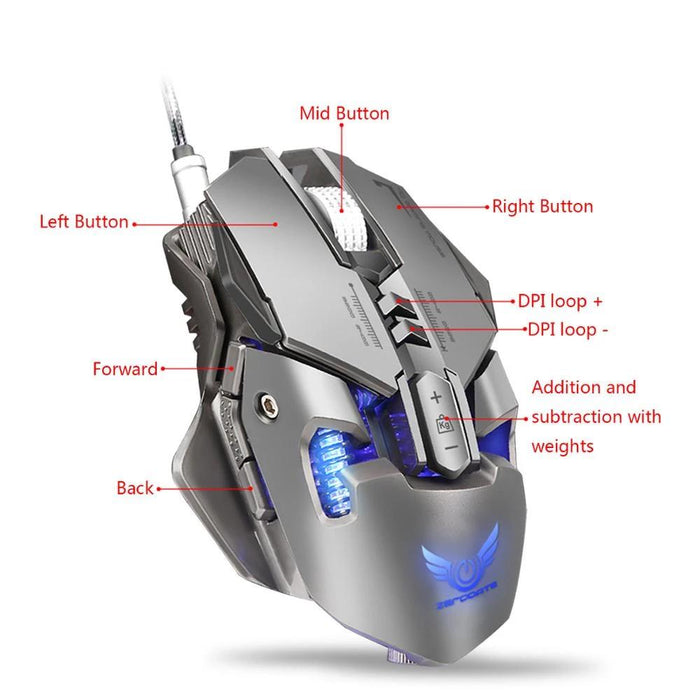 Breathing Light Gaming Mouse with 7 Programmable Buttons and 3200 DPI Wired Connection for Ninja-like Precision: black, dark