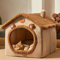 Brown Pet House with Removable Roof: beige, brown bear-themed, cute cartoon/kawaii style