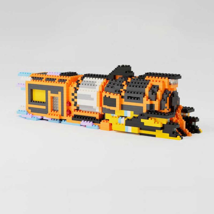 Build Your Own Astral Express Set: orange, black train locomotive, block-built toy model style