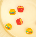Burger and Fries Switch Thumb Grips: yellow, red hamburger and french fries characters, kawaii cartoon style