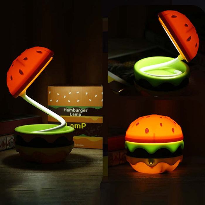 Burger LED Night Lights with Whimsical Charm: orange, yellow hamburger, cartoon style