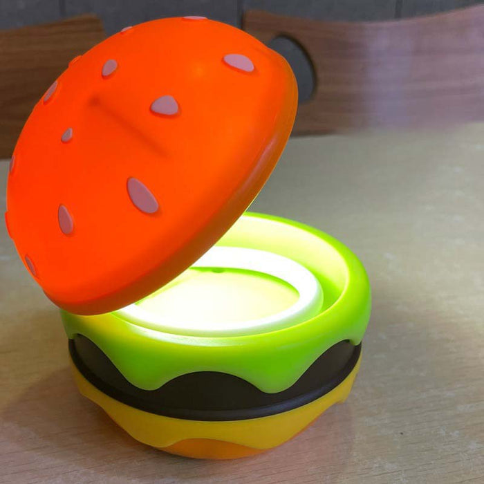 Burger LED Night Lights with Whimsical Charm: orange, yellow hamburger, cartoon style