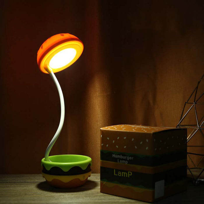 Burger LED Night Lights with Whimsical Charm: orange, yellow hamburger, cartoon style
