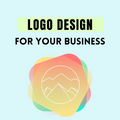 Business Logo Design Services: light blue, black abstract mountain logo, modern minimal graphic design style