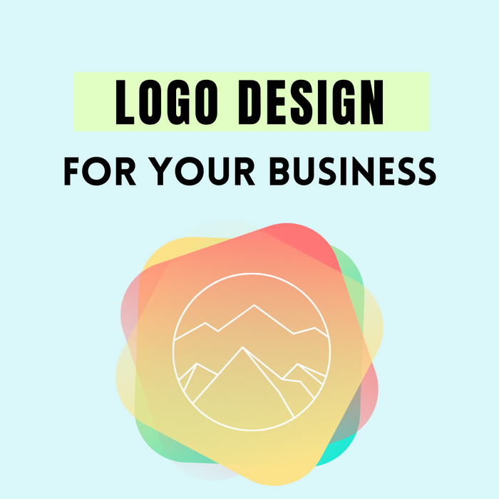 Business Logo Design Services: light blue, black abstract mountain logo, modern minimal graphic design style