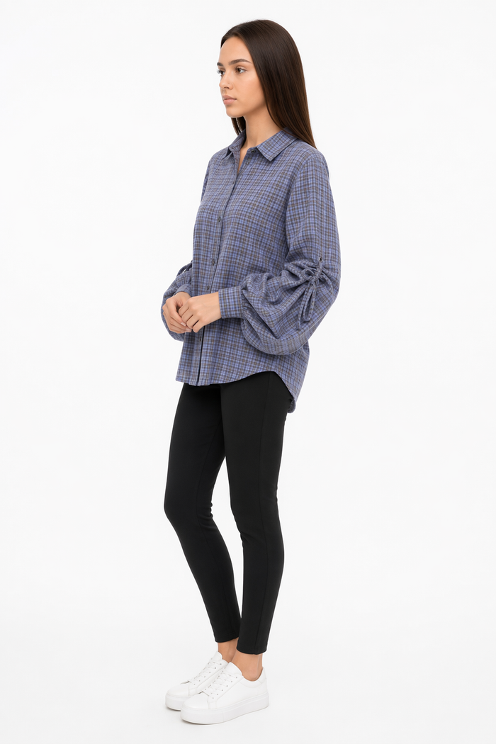 Button-Front Blouse with Bell Sleeves for Women Default