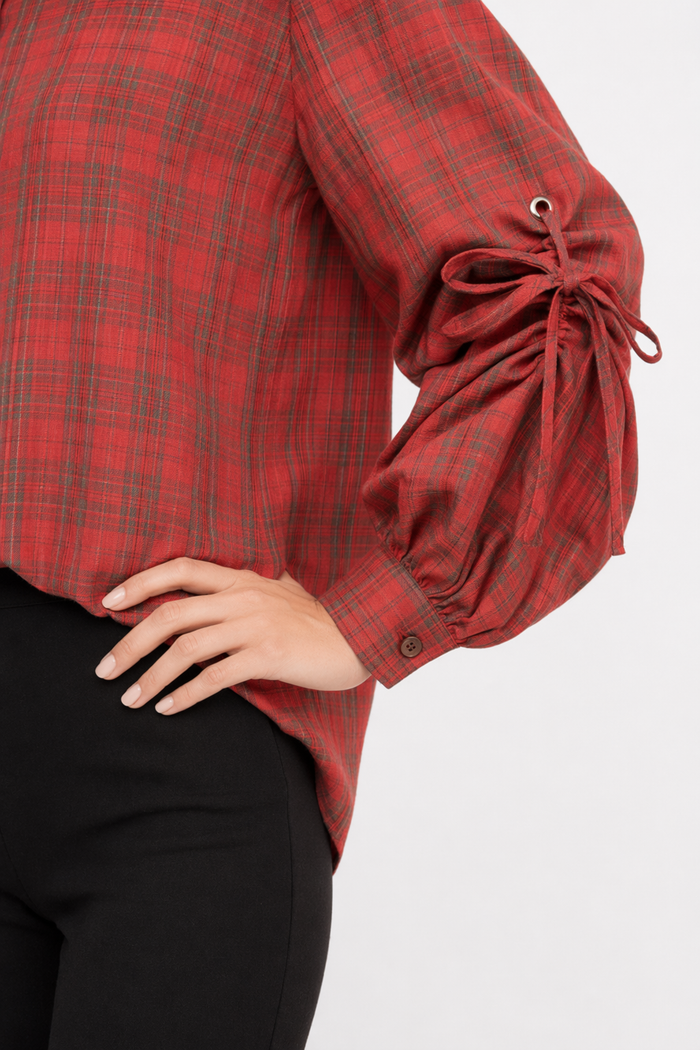 Button-Front Blouse with Bell Sleeves for Women Default