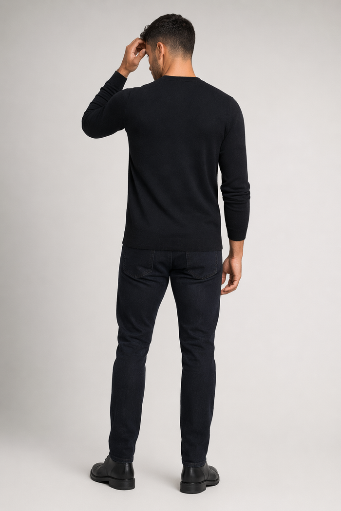 Button-Front Slim Fit Cardigan for Men Black