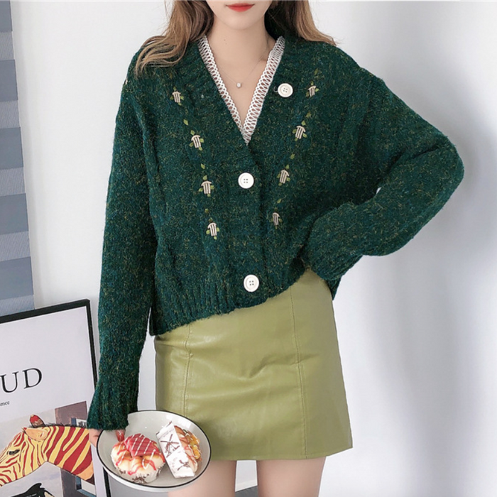 Button Front Sweater Cardigan for Women with a V-Neck: purple, lavender button-front cardigan, feminine vintage-inspired styl