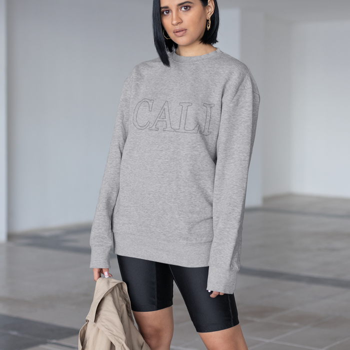 California State Women's Gray Crewneck Sweatshirt: heather gray crewneck sweatshirt, minimal casual style