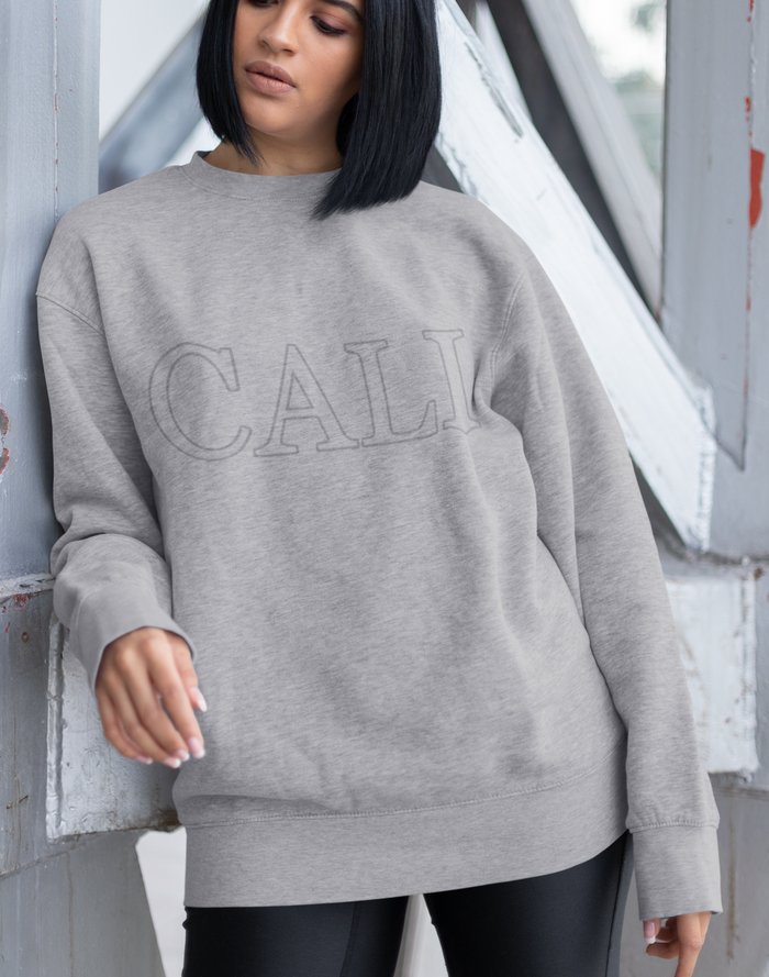 California State Women's Gray Crewneck Sweatshirt: heather gray crewneck sweatshirt, minimal casual style