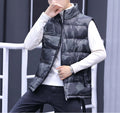 Camo Army Green Men's Puffer Vest: dark gray, black sleeveless puffer vest, casual sporty style