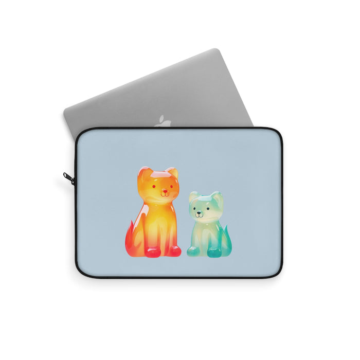 Canine Jelly Notebook Cover: light blue, black two cartoon cats, cute cartoon style