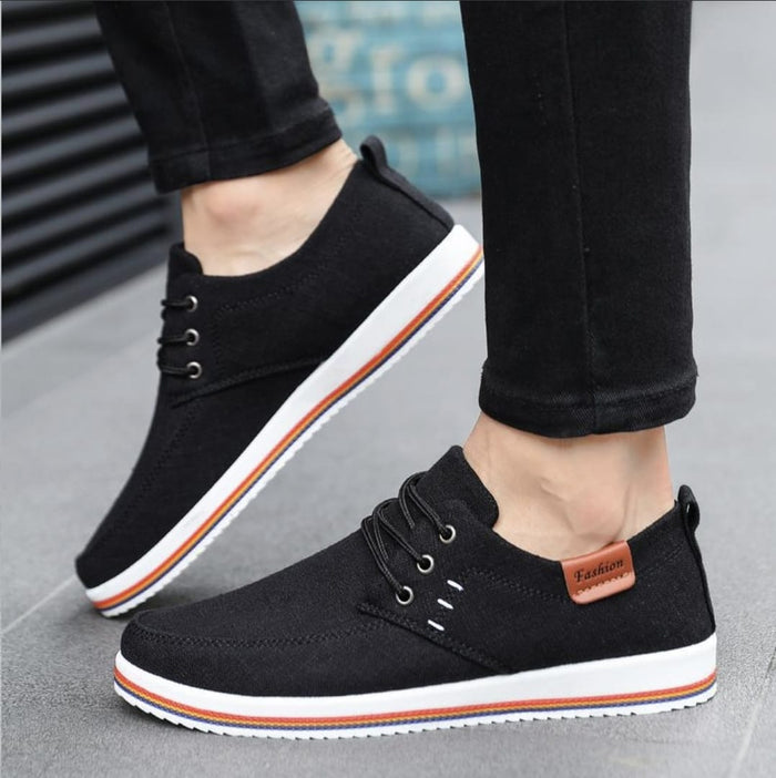 Canvas Loafers for Men's Casual Wear: light gray, white lace-up casual sneakers, casual minimal style