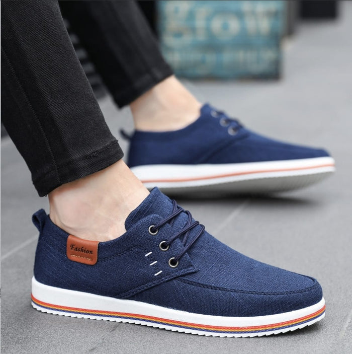 Canvas Loafers for Men's Casual Wear: light gray, white lace-up casual sneakers, casual minimal style