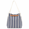 Canvas Striped Tote for Women Blue
