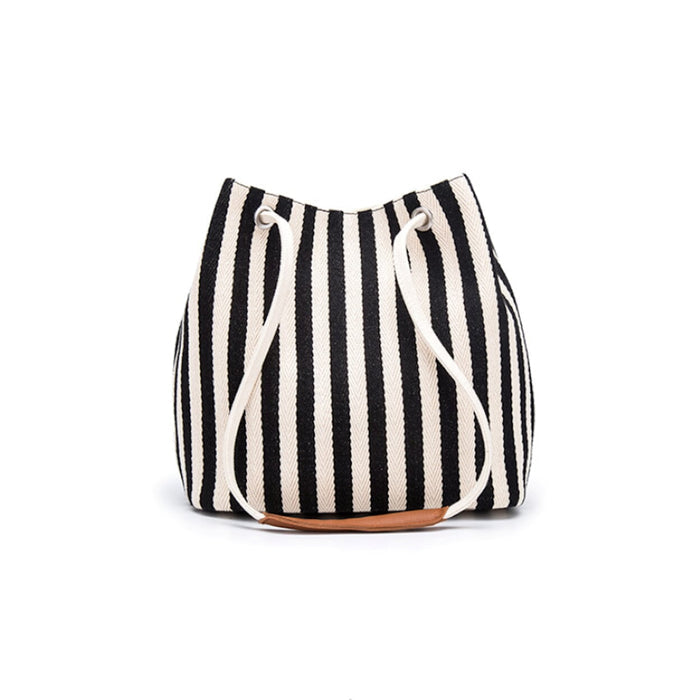 Canvas Striped Tote for Women: navy blue, white shoulder bag, casual nautical style