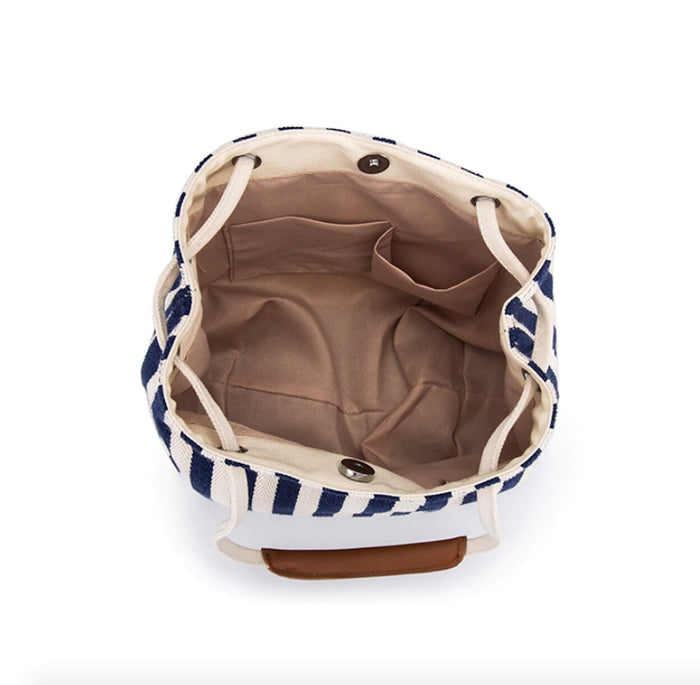 Canvas Striped Tote for Women: navy blue, white shoulder bag, casual nautical style