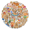 Capybara Stickers: Cute and Waterproof: brown, tan capybaras, kawaii cartoon style