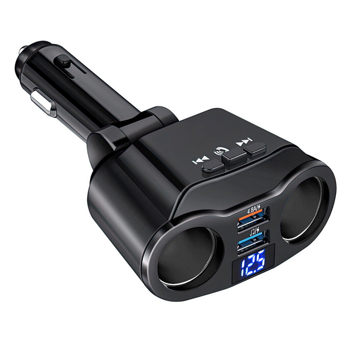 Car Lighter Adaptor with Dual USB Port: black, silver car cigarette-lighter power adapter/charger, modern style