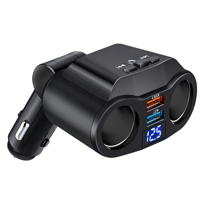 Car Lighter Adaptor with Dual USB Port: black, silver car cigarette-lighter power adapter/charger, modern style