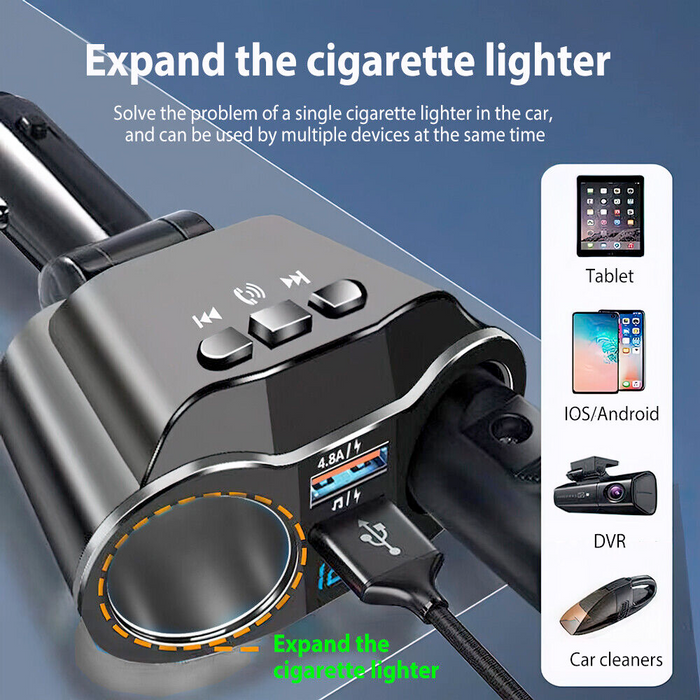 Car Lighter Adaptor with Dual USB Port: black, silver car cigarette-lighter power adapter/charger, modern style