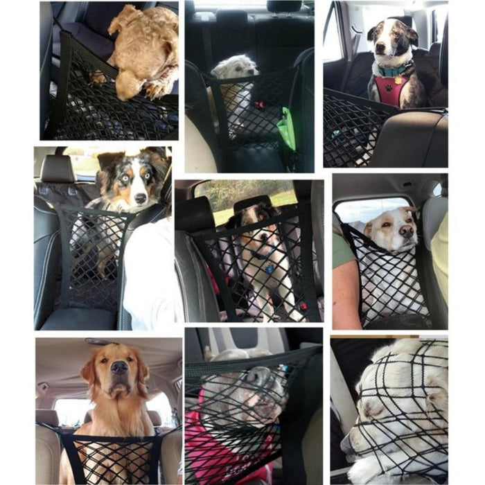 Car Pet Net Petitioner: black car seat barrier/net, minimal style