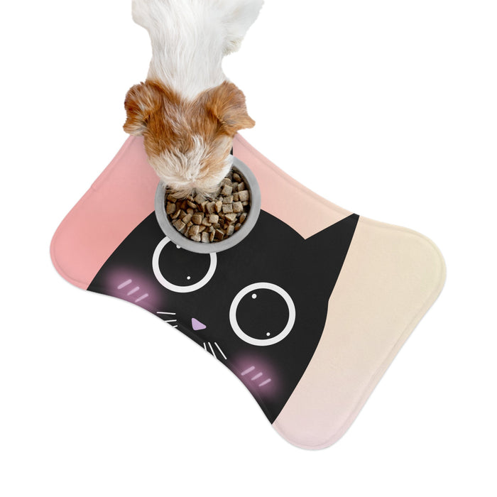 Cartoon Cat Pet Feeding Mats in Blush, Available in 3 Sizes: pink, cream cat, cartoon kawaii style