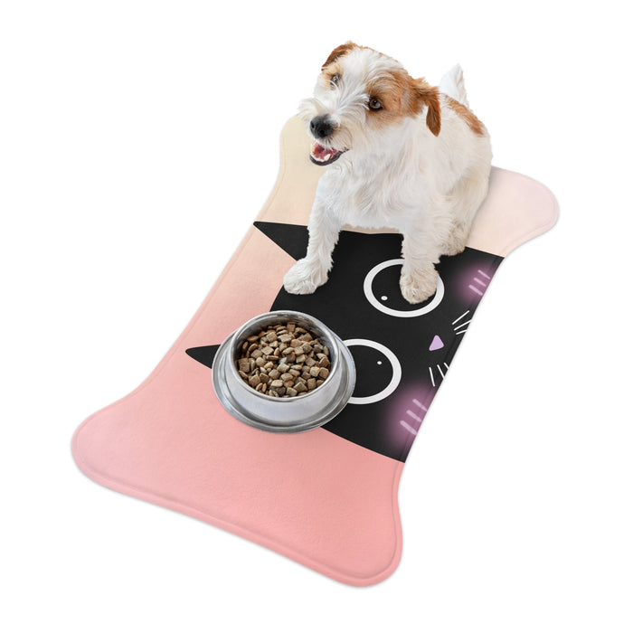 Cartoon Cat Pet Feeding Mats in Blush, Available in 3 Sizes: pink, cream cat, cartoon kawaii style