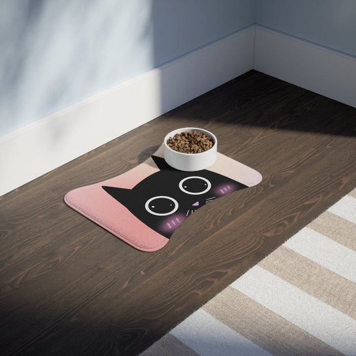 Cartoon Cat Pet Feeding Mats in Blush, Available in 3 Sizes: pink, cream cat, cartoon kawaii style