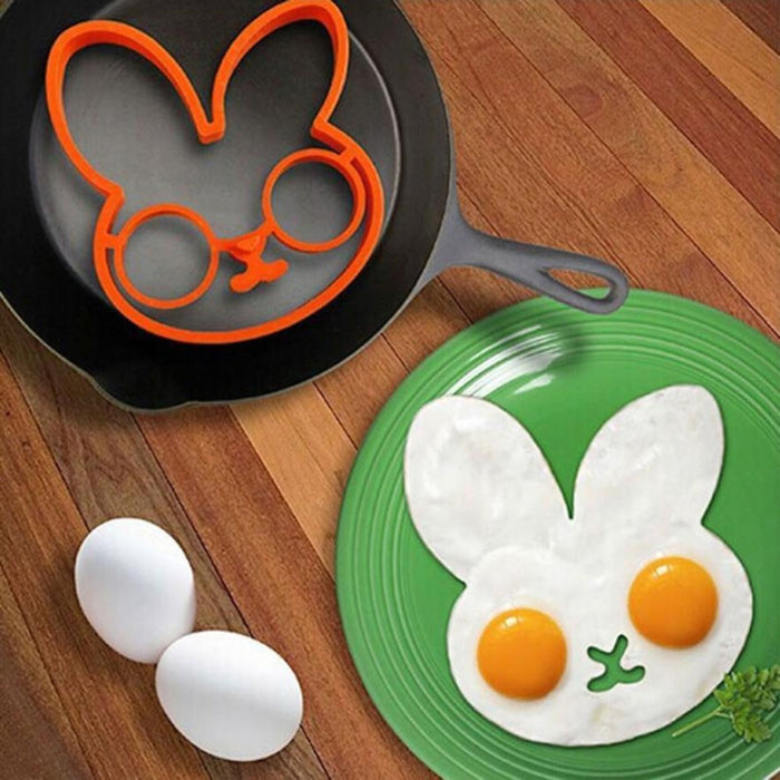 Cartoon Character Egg and Pancake Shaper Set, 6 Piece Collection: red, orange sun and cloud, cartoon style
