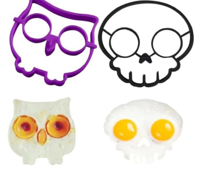 Cartoon Character Egg and Pancake Shaper Set, 6 Piece Collection: red, orange sun and cloud, cartoon style