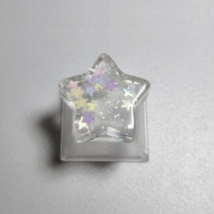 Cartoon Design Keycap Set: translucent blue-purple, clear star, kawaii style