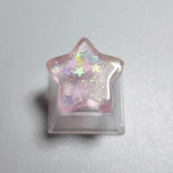 Cartoon Design Keycap Set: translucent blue-purple, clear star, kawaii style