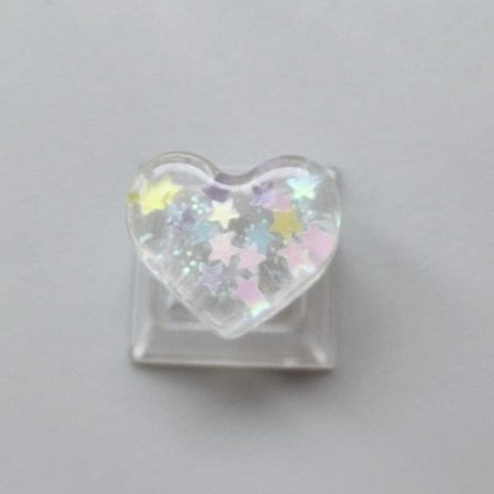 Cartoon Design Keycap Set: translucent blue-purple, clear star, kawaii style