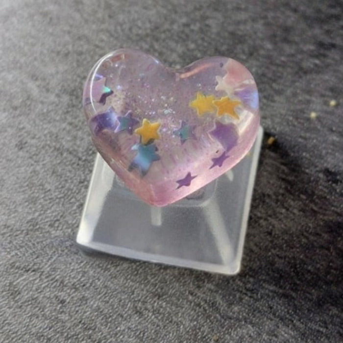 Cartoon Design Keycap Set: translucent blue-purple, clear star, kawaii style