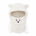 Cartoon Hat with Scarf Attachment for Cold Weather White